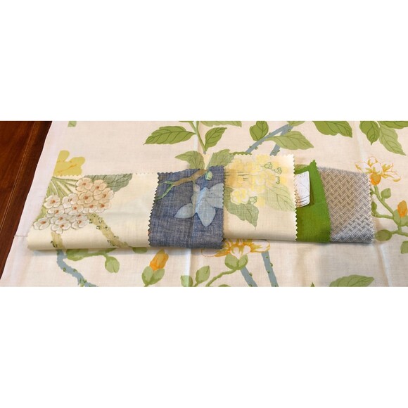 Vintage Fabric Swatch Greeff Chinese Hydrangea England NEW Old Stock 1976 - Picture 3 of 9